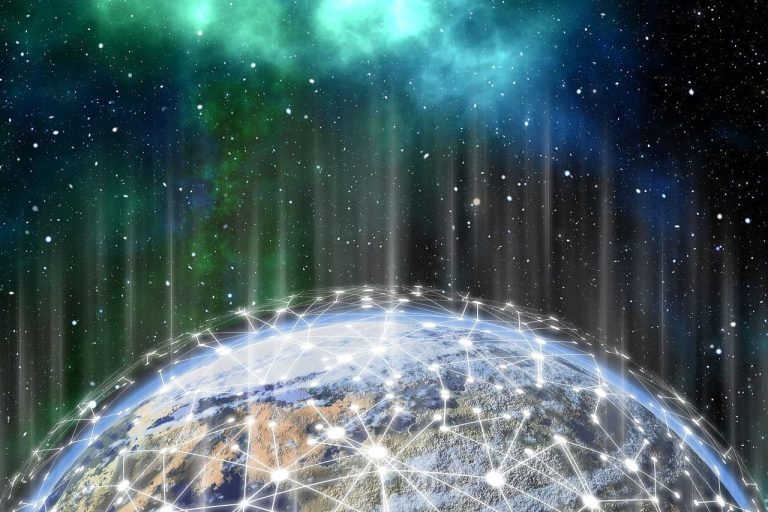Stylized network of light focii covering Earth (geralt/Pixabay)