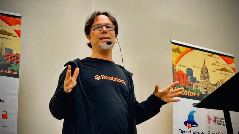 Rootstock founder Sergio Demian Lerner spoke Wednesday about BitVMX at the Bitcoin++ conference in Austin, Texas (Bradley Keoun)