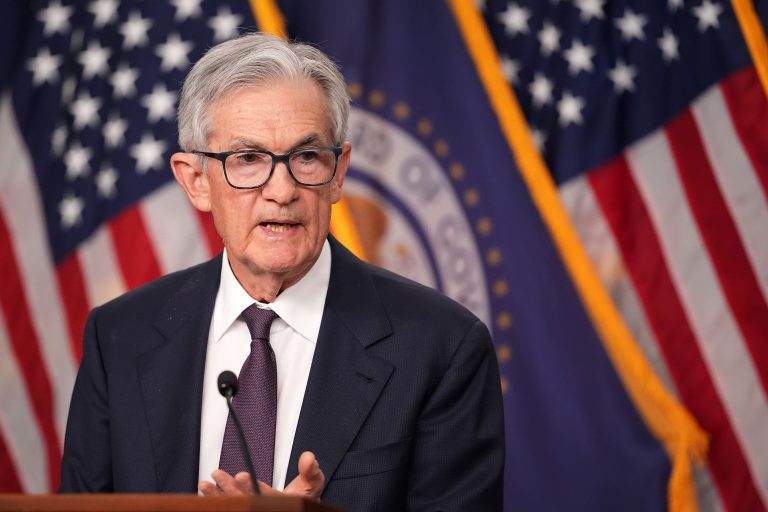Federal Reserve Chair Jerome Powell speaks during a news conference