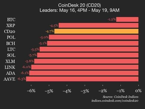 9am CoinDesk 20 Update for 2025-05-19: leaders chart