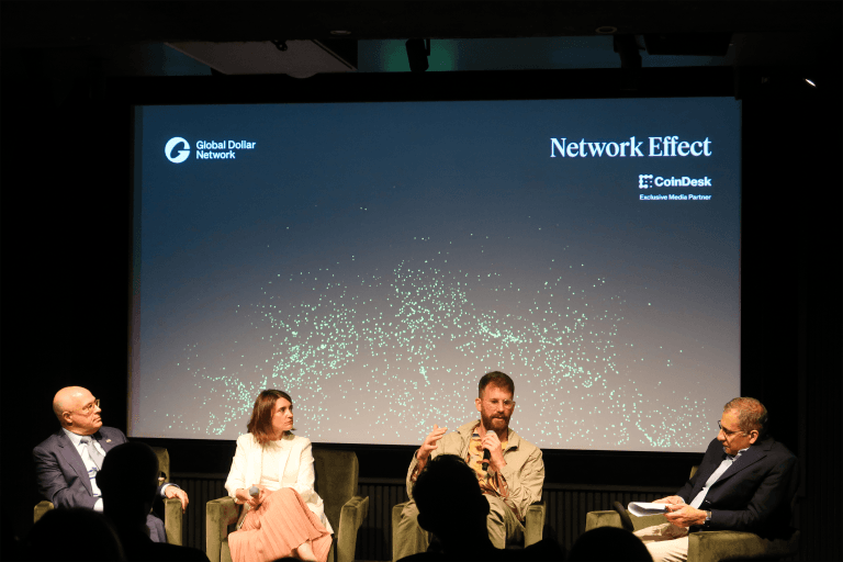 Panelists at the Paxos Global Dollar Network event in New York City on May 21, 2025. (Global Dollar Network)