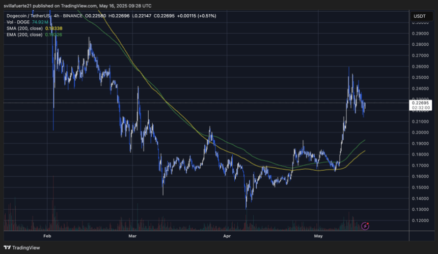 dogeusdt_2025-05-16_05-28-00 DOGE consolidates after a rally | Source: DOGEUSDT chart on TradingView