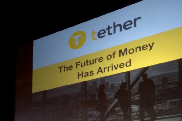 Sign advertising Tether