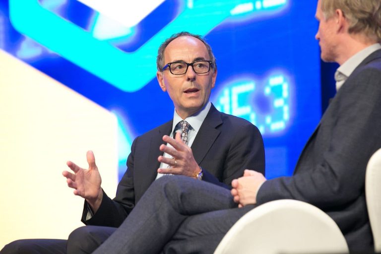 Jan van Eck, president and CEO of VanEck speaks at Consensus Invest 2018 (CoinDesk)