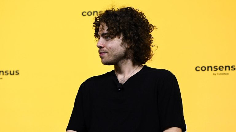 Shayne Coplan, CEO, Polymarket, speaks at Consensus 2024. (Shutterstock/CoinDesk).
