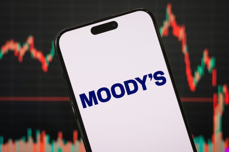 Moody's logo in front of a chart. (GettyImages)