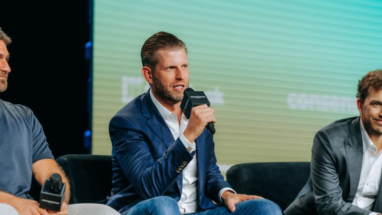 Eric Trump, Co-Founder & Chief Strategy Officer, American Bitcoin speaks at Consensus 2025. (CoinDesk)