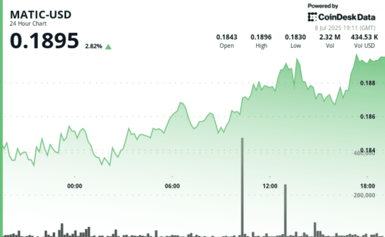 MATIC rose nearly 3% over the past 24 hours, outperforming the broader market, after establishing multiple support zones, according to CoinDesk Indices data.