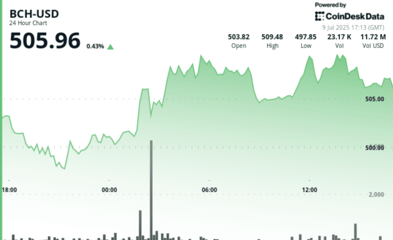 BCH trades above $500 after early morning price surge