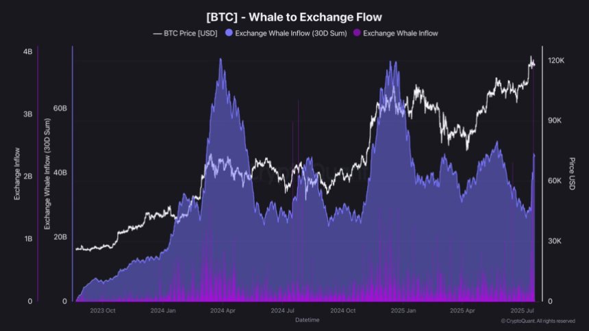 btc_e69350 Bitcoin Whale to Exchange Flow | Source: Darkfost on X