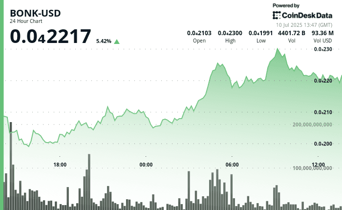 BONK-USD, July 10 2025 (CoinDesk)