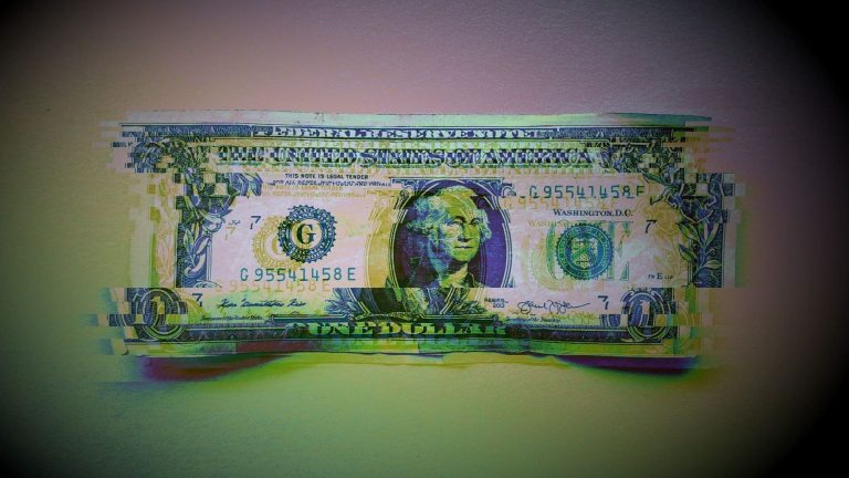 Digitally altered photo of a dollar bill (Ryan Quintal/Unsplash, Modified by CoinDesk)