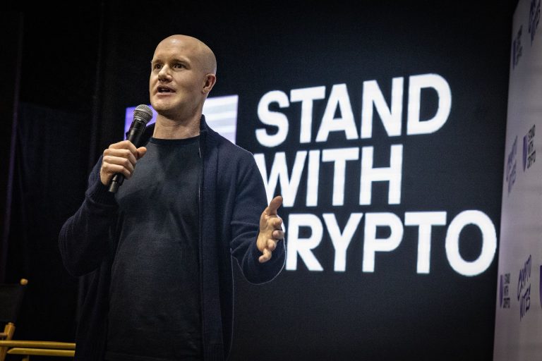 Coinbase CEO Brian Armstrong in Los Angeles in March. (Jason Armond / Los Angeles Times via Getty Images)