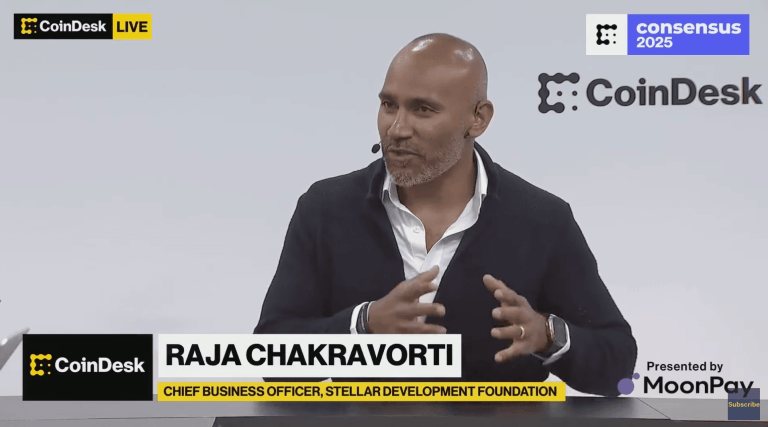 Raja Chakravorti, chief business officer at Stellar Development Foundation on CoinDesk TV (CoinDesk)