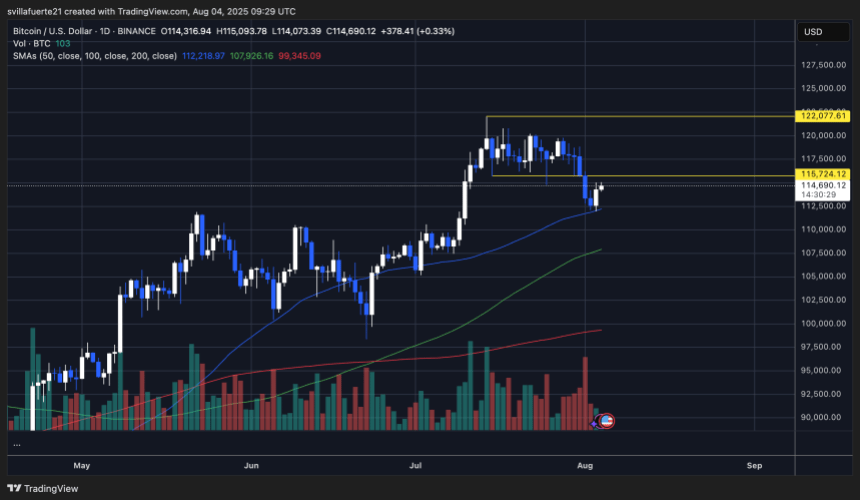 btcusd_2025-08-04_05-29-31 BTC consolidates after pullback | Source: BTCUSDT chart on TradingView