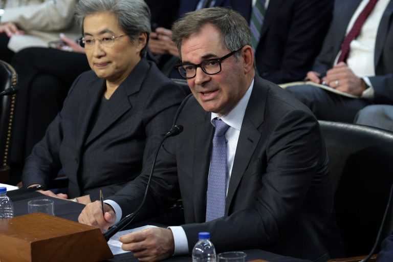 CoreWeave CEO Michael Intrator testifies before the Senate Committee on Commerce, Science, and Transportation in the Hart Senate Office Building on Capitol Hill on May 08, 2025 in Washington, DC. The tech leaders testified about the global artificial intelligence race and where the United States can remain competitive. (Photo by Alex Wong/Getty Images)